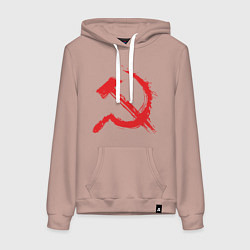 Толстовка-худи хлопковая женская Cерп и молот, цвет: пыльно-розовый