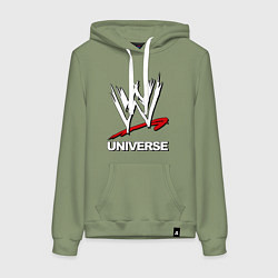 Толстовка-худи хлопковая женская WWE universe, цвет: авокадо