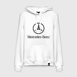 Толстовка-худи хлопковая женская Logo Mercedes-Benz, цвет: белый