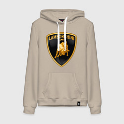 Толстовка-худи хлопковая женская Lamborghini logo, цвет: миндальный