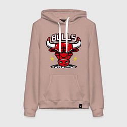 Толстовка-худи хлопковая женская Chicago Bulls est. 1966, цвет: пыльно-розовый