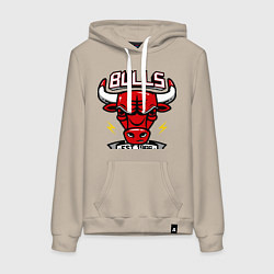 Толстовка-худи хлопковая женская Chicago Bulls est. 1966, цвет: миндальный