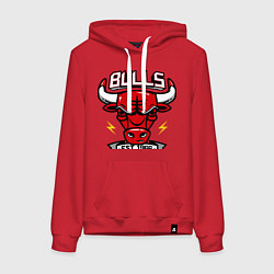 Толстовка-худи хлопковая женская Chicago Bulls est. 1966, цвет: красный