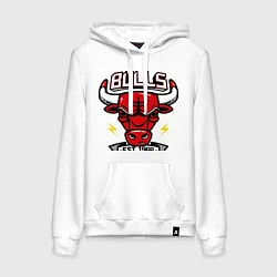 Толстовка-худи хлопковая женская Chicago Bulls est. 1966, цвет: белый