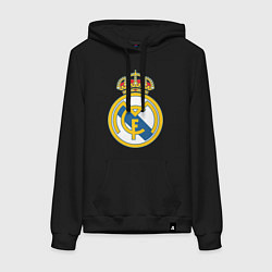 Толстовка-худи хлопковая женская Real Madrid FC, цвет: черный