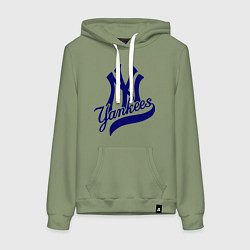 Толстовка-худи хлопковая женская NY - Yankees, цвет: авокадо