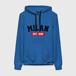 Толстовка-худи хлопковая женская FC Milan Est. 1899, цвет: синий