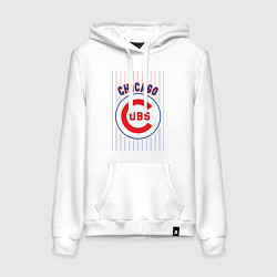 Толстовка-худи хлопковая женская Chicago Cubs лого, цвет: белый