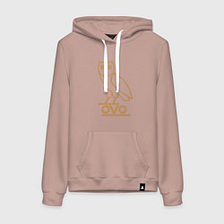 Толстовка-худи хлопковая женская OVO Owl, цвет: пыльно-розовый