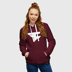 Толстовка-худи хлопковая женская FAZE Symbol, цвет: меланж-бордовый — фото 2