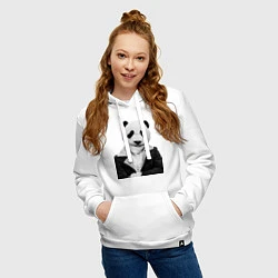 Толстовка-худи хлопковая женская Панда в свитере, цвет: белый — фото 2