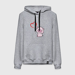 Толстовка-худи хлопковая женская Pig Love, цвет: меланж