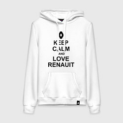 Толстовка-худи хлопковая женская Keep Calm & Love Renauit, цвет: белый