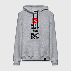 Толстовка-худи хлопковая женская Keep Calm & Play Dota, цвет: меланж