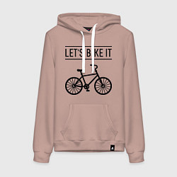Толстовка-худи хлопковая женская Lets bike it, цвет: пыльно-розовый