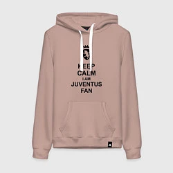 Толстовка-худи хлопковая женская Keep Calm & Juventus fan, цвет: пыльно-розовый