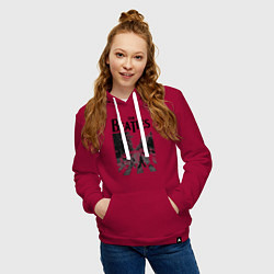 Толстовка-худи хлопковая женская The Beatles: Mono Abbey Road, цвет: маджента — фото 2