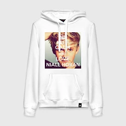 Толстовка-худи хлопковая женская Keep Calm & Love Niall Horan, цвет: белый