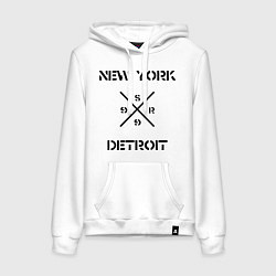 Толстовка-худи хлопковая женская NY Detroit, цвет: белый