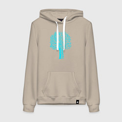 Толстовка-худи хлопковая женская Cyberpunk 2077: Blue Tree, цвет: миндальный