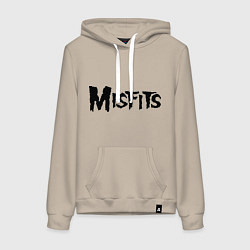 Толстовка-худи хлопковая женская Misfits logo, цвет: миндальный