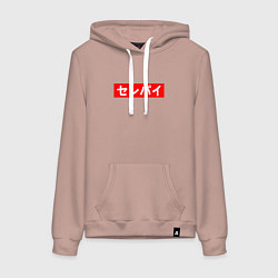Толстовка-худи хлопковая женская SENPAI, цвет: пыльно-розовый