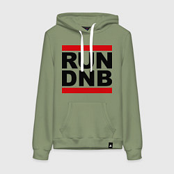 Толстовка-худи хлопковая женская RUN DNB, цвет: авокадо