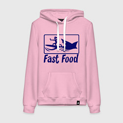 Толстовка-худи хлопковая женская Shark fast food, цвет: светло-розовый