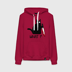 Толстовка-худи хлопковая женская What cat, цвет: маджента