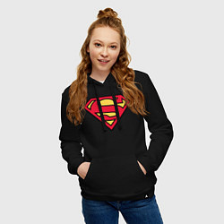 Толстовка-худи хлопковая женская Superman logo цвета черный — фото 2