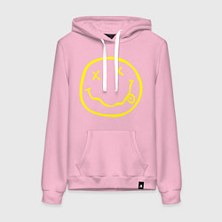 Толстовка-худи хлопковая женская NIRVANA на спине, цвет: светло-розовый
