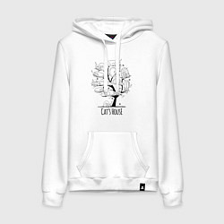 Толстовка-худи хлопковая женская Кошачий дом, цвет: белый