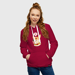 Толстовка-худи хлопковая женская КОРГИ, цвет: маджента — фото 2