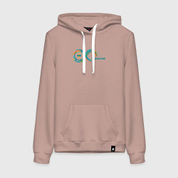 Толстовка-худи хлопковая женская Arduino, цвет: пыльно-розовый