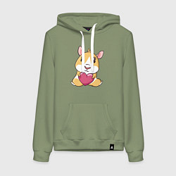 Толстовка-худи хлопковая женская Морская Свинка, цвет: авокадо