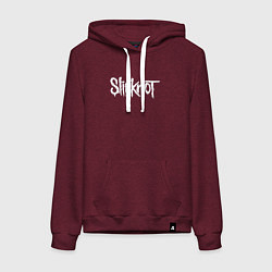 Толстовка-худи хлопковая женская SLIPKNOT НА СПИНЕ, цвет: меланж-бордовый