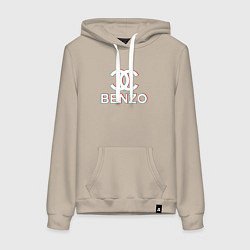 Толстовка-худи хлопковая женская BBT BENZO GANG, цвет: миндальный