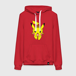 Толстовка-худи хлопковая женская ПикачуПикачу, цвет: красный