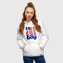 Толстовка-худи хлопковая женская All American Boy, цвет: белый — фото 2