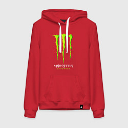 Толстовка-худи хлопковая женская MONSTER ENERGY, цвет: красный
