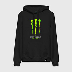 Толстовка-худи хлопковая женская MONSTER ENERGY, цвет: черный