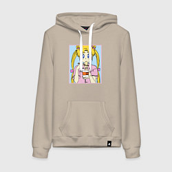 Толстовка-худи хлопковая женская Sailor Moon Usagi Tsukino, цвет: миндальный