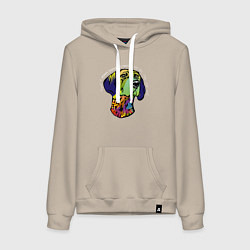 Толстовка-худи хлопковая женская Берегись курцхаара, цвет: миндальный