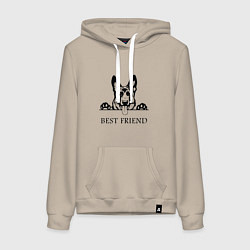 Толстовка-худи хлопковая женская ОВЧАРКА BEST FRIEND Z, цвет: миндальный