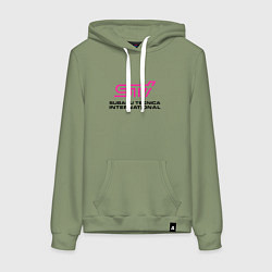Толстовка-худи хлопковая женская SUBARU STI Z, цвет: авокадо
