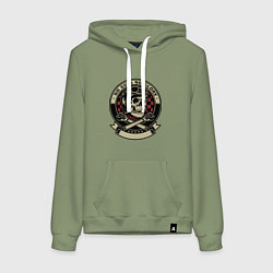 Толстовка-худи хлопковая женская No guts no glory, цвет: авокадо