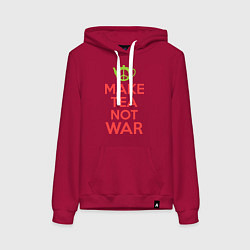 Толстовка-худи хлопковая женская Make tea not war, цвет: маджента