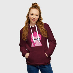 Толстовка-худи хлопковая женская Pinky Pie hipster, цвет: меланж-бордовый — фото 2