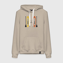 Толстовка-худи хлопковая женская Сап серфинг, цвет: миндальный