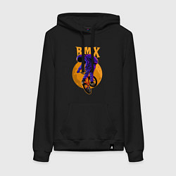 Толстовка-худи хлопковая женская BMX - moon - space, цвет: черный